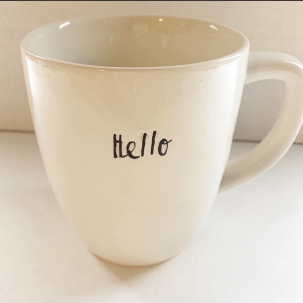Rae Dunn Hello Cursive Letter Ceramic‎ Coffee Mug Cup